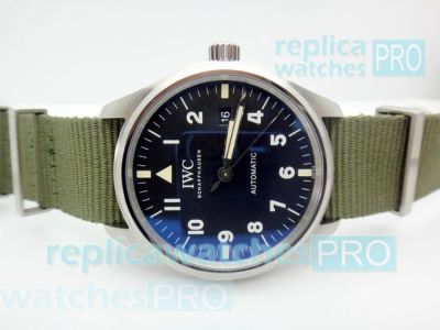 Replica IWC Portofino Blue Dial Green Nylon Strap Watch 40mm 
